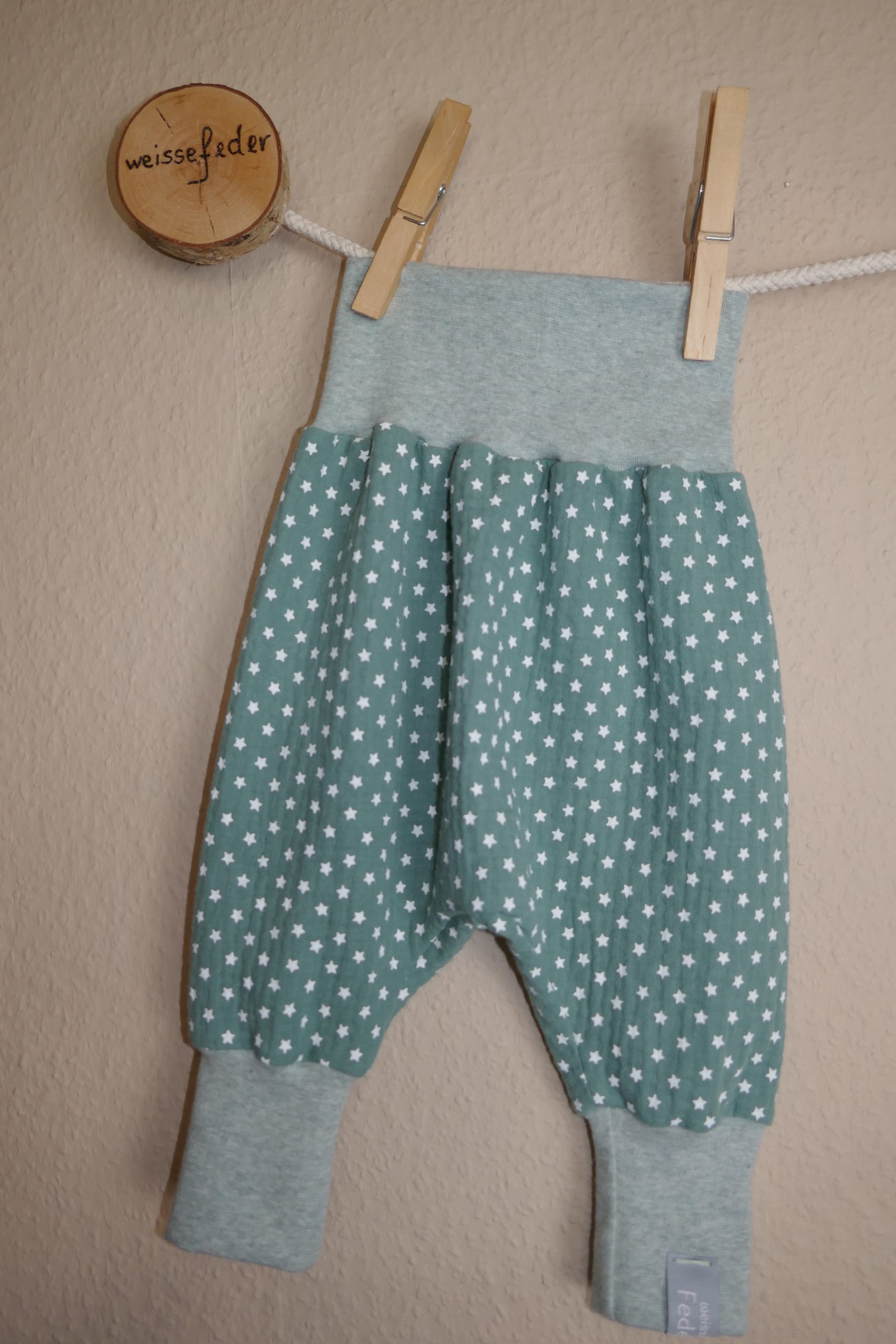Pumphose – Musselin Sternchen grün