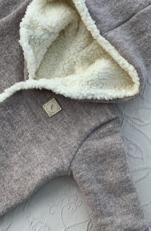 Walkoverall grau meliert mit Bio-Teddyplüsch