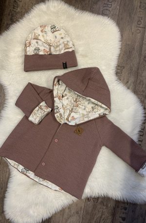 Wendejacke mauve Zopfmuster
